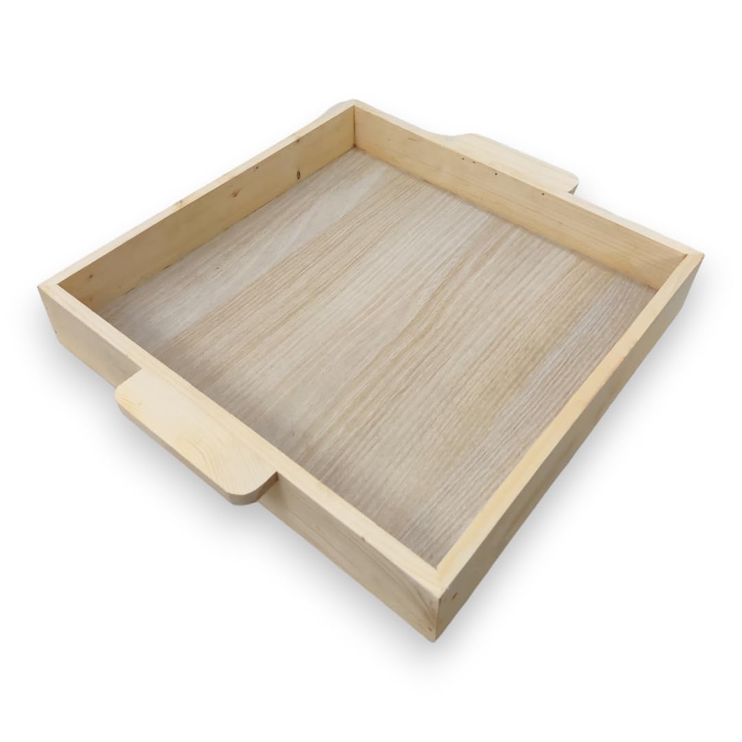 Ria Studio Pinewood Laminated Diy Decorative Serving Packing Gifting Tray Basket With Laminated Base & Handles For Gifting, Pack
