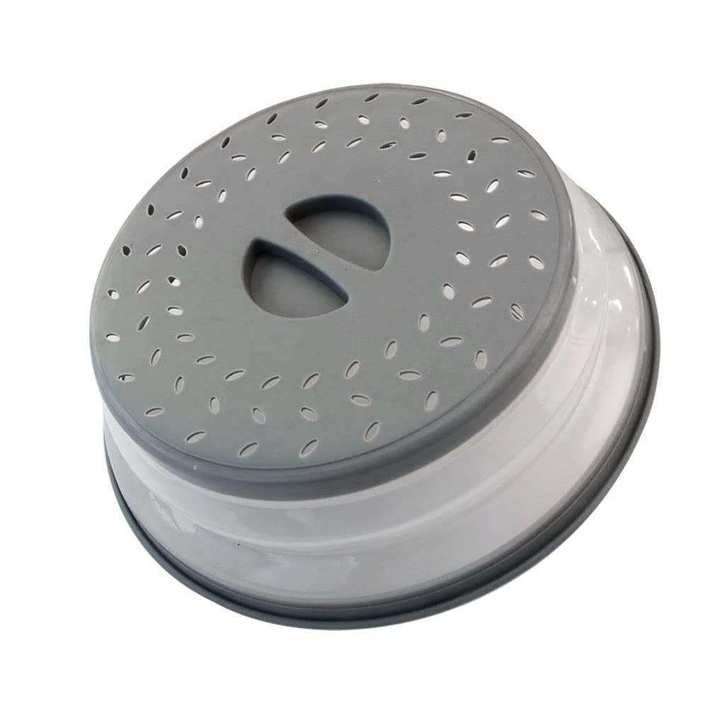 Collapsible Microwave Splatter Cover, Microwave Plate Cover With Steam Vent,BPA-Free Silicone & Plastic(gray, 10.5IN)