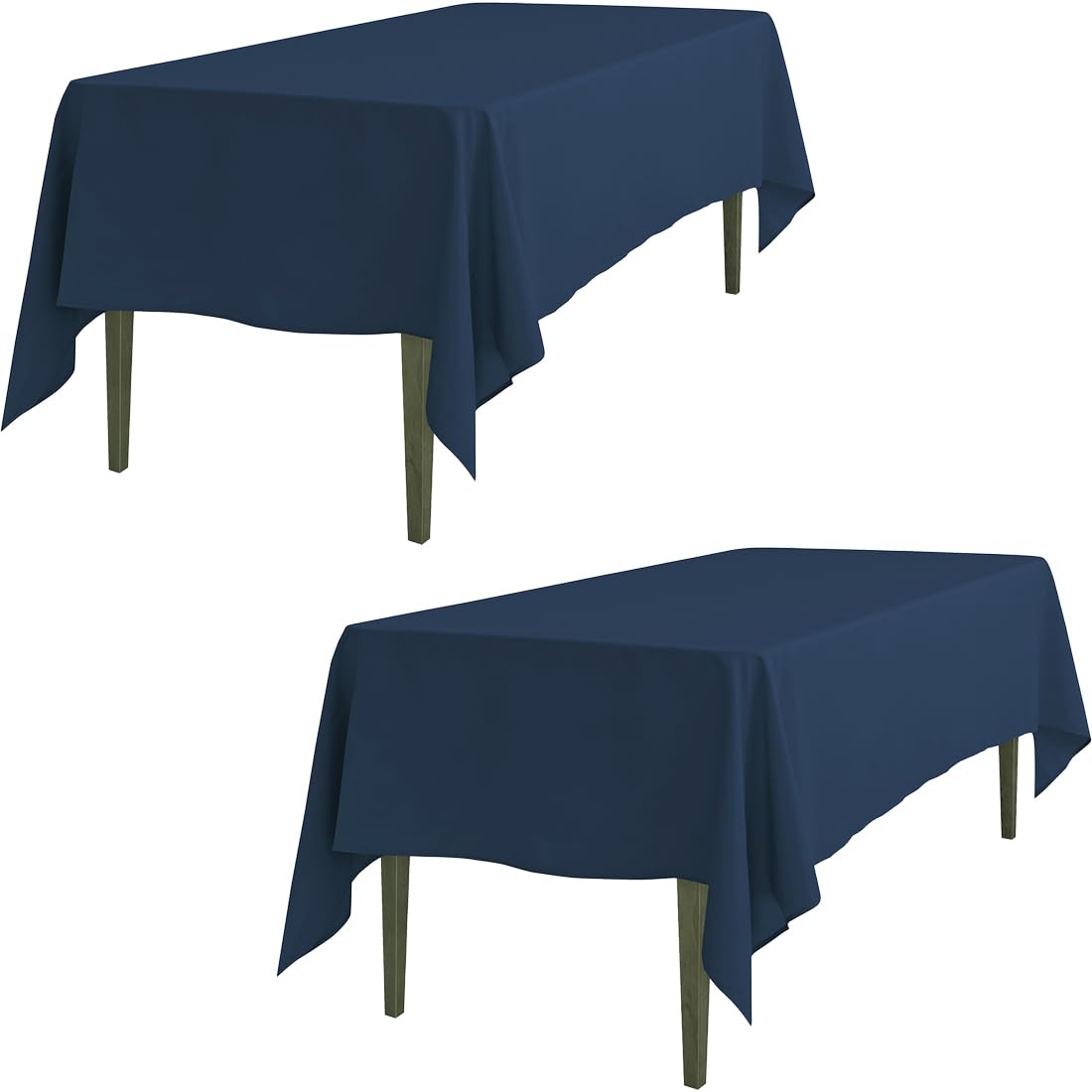 Ltc Linens 2 Pack Rectangular Tablecloths Navy Blue 60 X 102 Inch For 6 Ft Rectangle Banquet Tables With Half-Drop - Stain And W