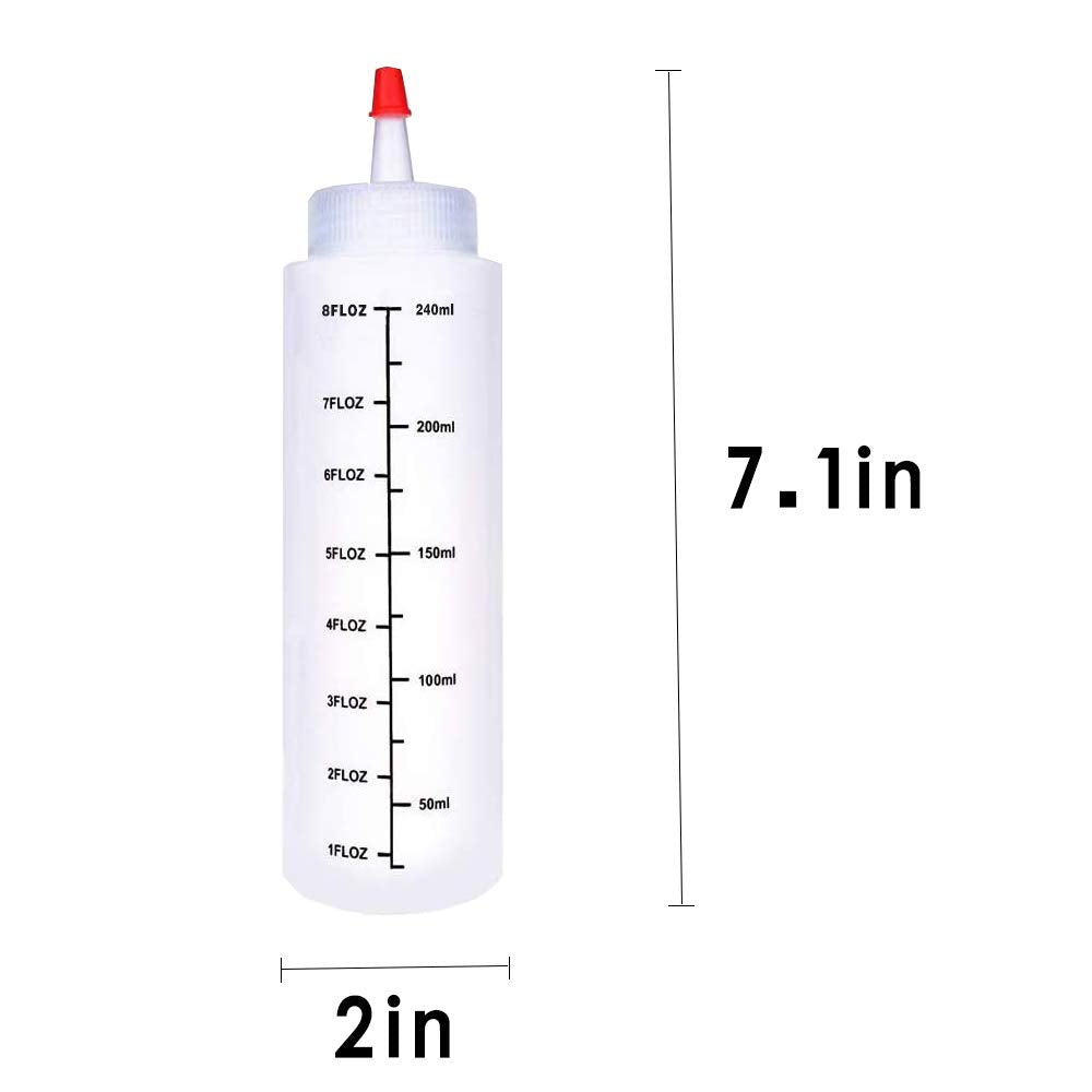 Baaxxango 12 Pack 8Oz/240Ml Plastic Squeeze Bottles,Scale Plastic Squirt Bottle,Polyethylene Durable Plastic With Red Tip Cap An