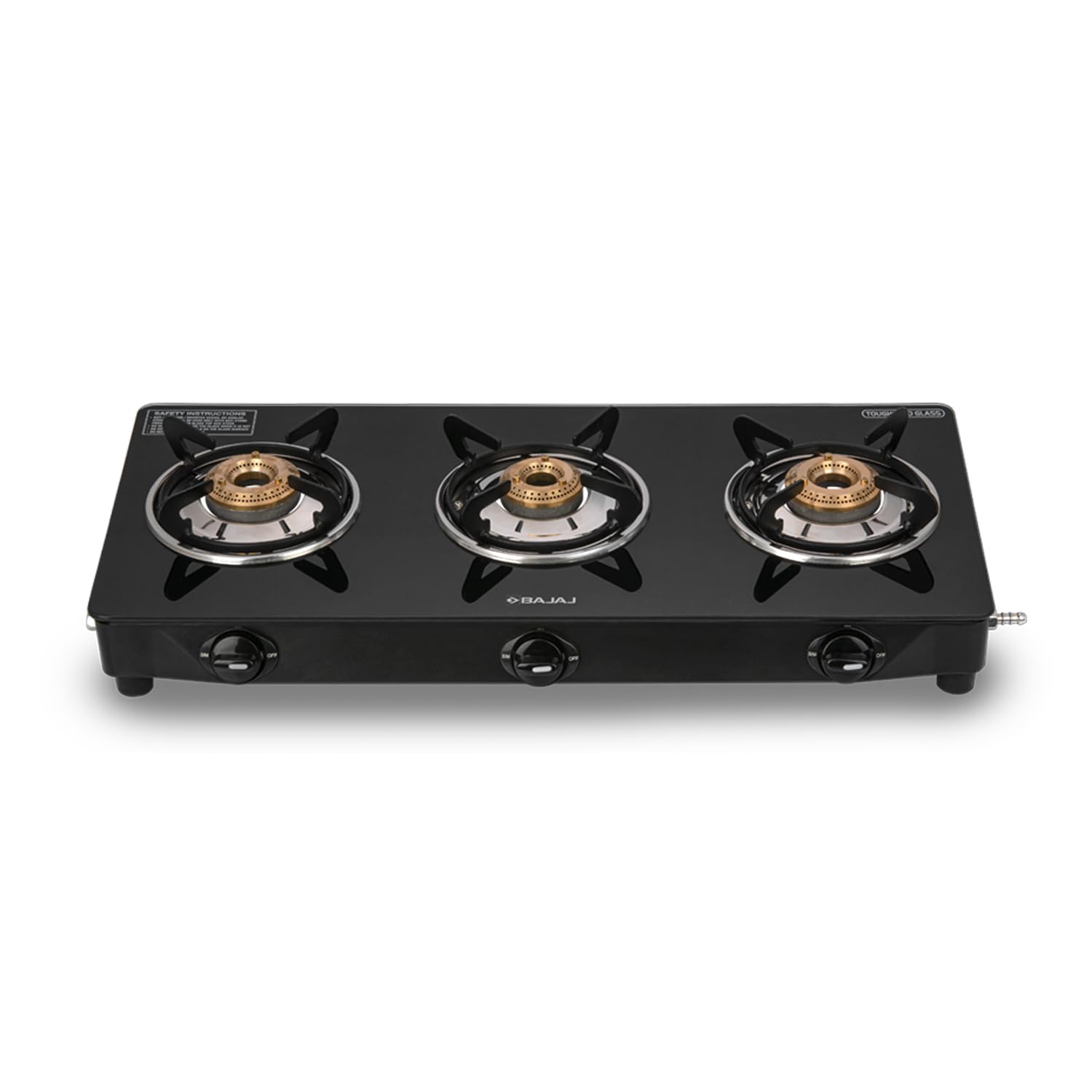 Bajaj Ultra 3 Burner Gas Stove Glass Top, Open, Black