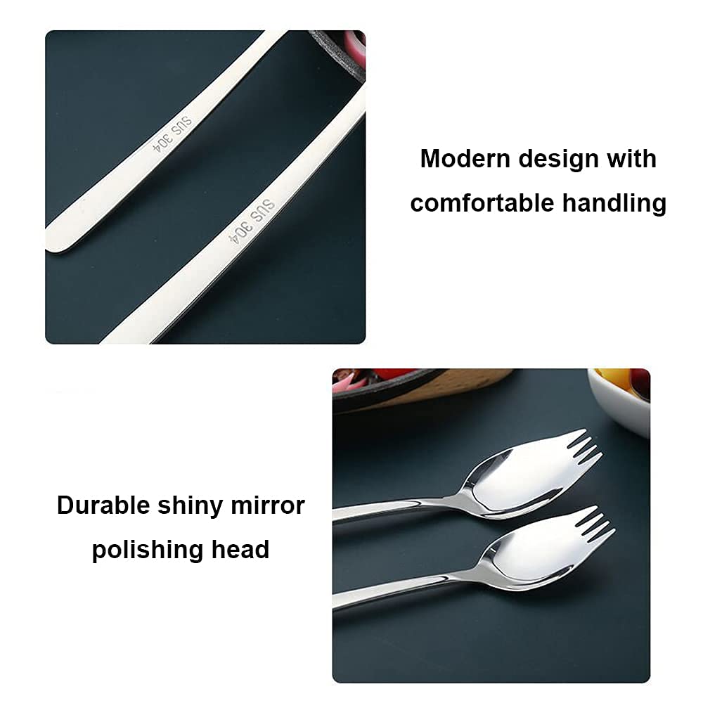 6 Pack Sporks Stainless Steel Forks And Spoons, Muulaii Metal Sporks Fork Spoon Combo For Ice Cream Spoon Salad Forks, Fruit App