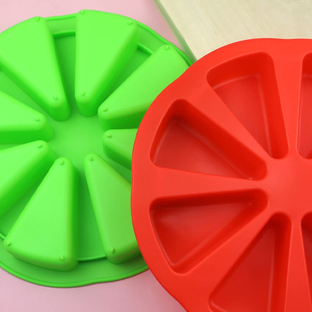 Xiyuan 2 Pcs Silicone Baking Molds Large 8 Cavity Silicone Scone Pan/Cakes Slices Mold/Triangle Cavity Cake Pan Pizza Slices Pan
