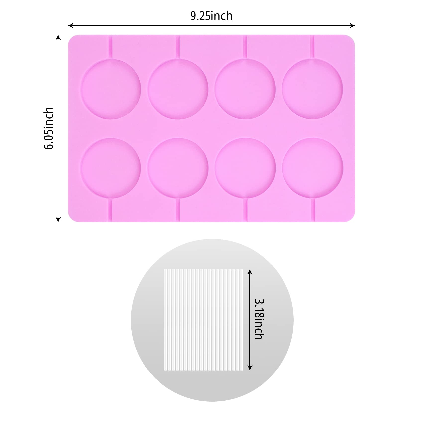 Candy Molds Nonstick Lollipop Molds Round Shape Silicone Sucker Molds With 40 Lollipop Stick (2 Round)
