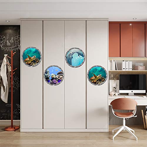Under The Sea Nature Scenery Ocean Animals World Includ Sea Turtles Dolphins Coral 3 Pcs Removable 3D Wall Decals Peel and Stick Vinyl Stickers for Bathroom and Bedroom  Furniture Home Decor