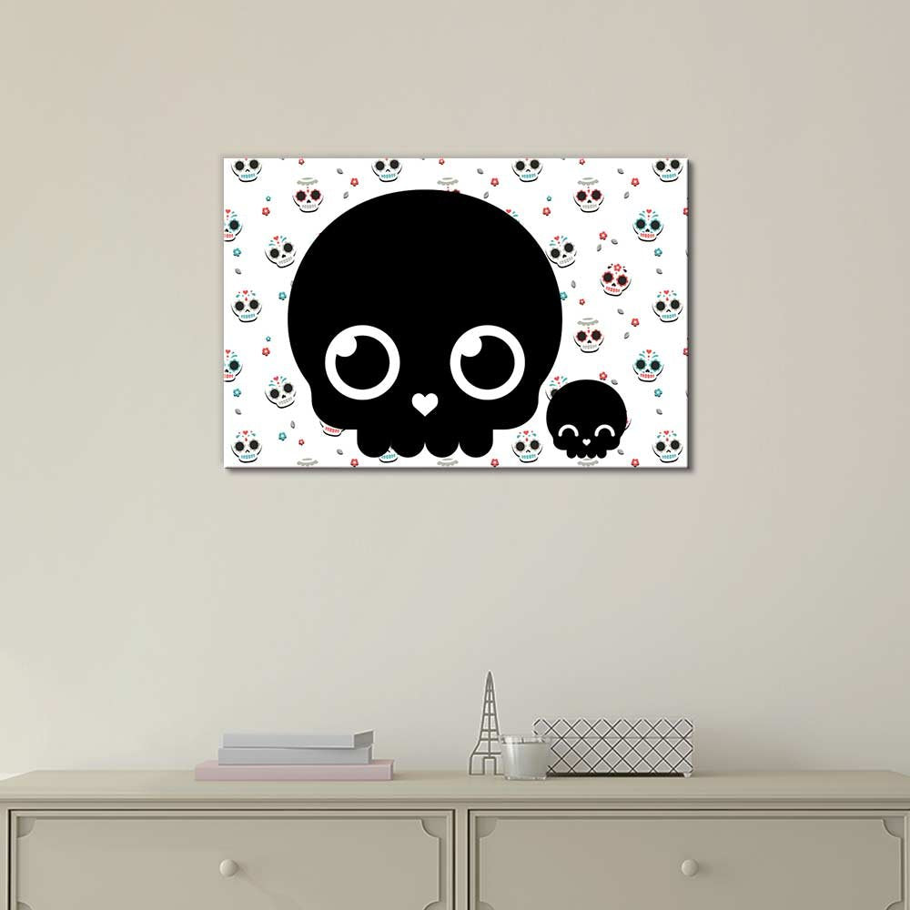 Wall26 - Canvas Print Wall Art - Day Of The Dead (Dia De Los Muertos) Themed Black Skeleton Skulls - Gallery Wrap Modern Home Ar