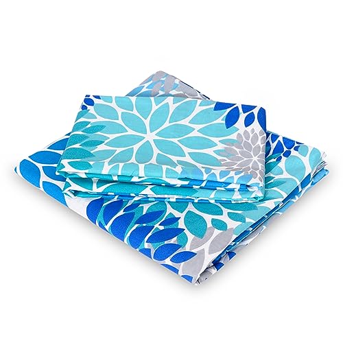 Divine Casa 100% Cotton Bedsheet For Single Bed, 144 Tc Bedsheet Single Size Bed Cotton With 1 Pillow Cover (145 X 223 Cm, Blue,