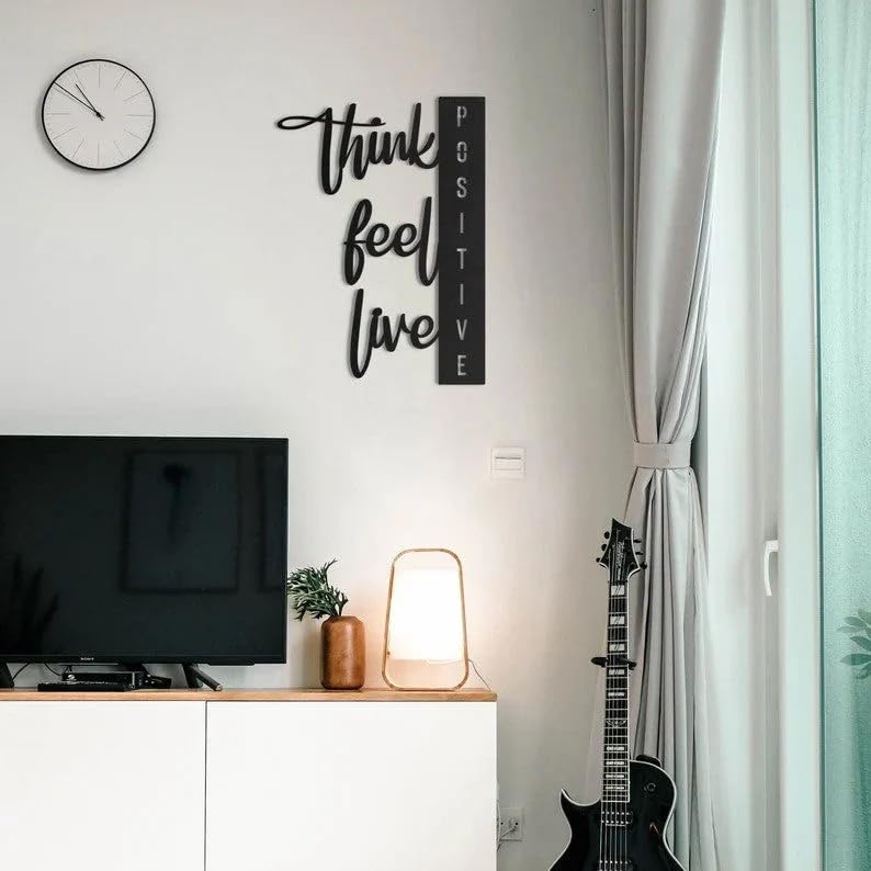 7 Decore Positivity Pulse Wood Wall Decor | Ideal For Living Room, Bedroom, Kitchen, Office, Hotel - Easy To Clean, Water Splash