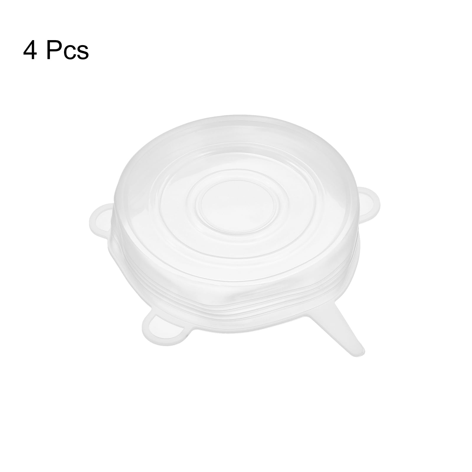 uxcell Silicone Stretch Lids, 4-Pack Reusable Bowl Covers, 3.74" Round, White