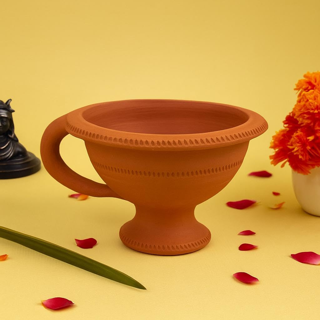 Kc Products Desi Handmade Natural Clay Dhupdhani  Dhoop Loban Dani/Dhuni Burner Holder/Pot Stand For Puja/Hawan/Dhuni [Shop/Offi