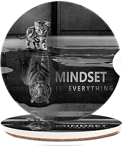 Mindset Is Everything Absorbent Cup Holders Car Coasters,Inspirational Quote Ceramic Stone Drinks Coaster Set For Women Man 2.56