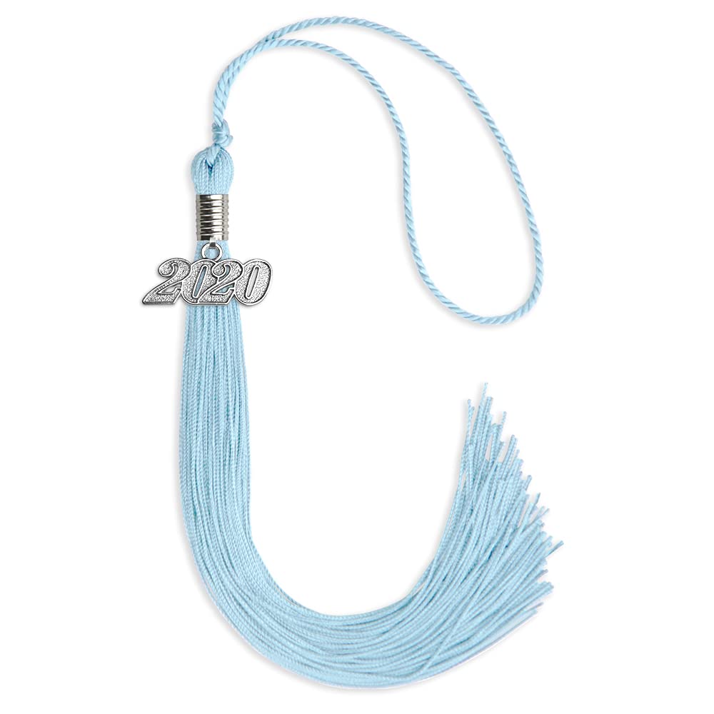 Endea Graduation Single Color Tassel with Silver Date Drop (Light Blue, 2020)