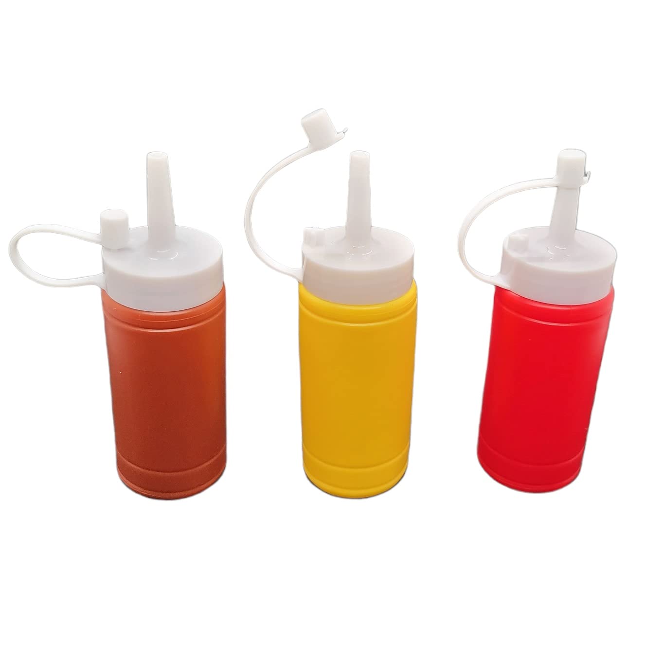 Handy Housewares 3 Pc Squeezable Picnic Condiment Mini 4 Oz. Squeeze Dispenser Storage Bottles - Great For Ketchup Mustard And B