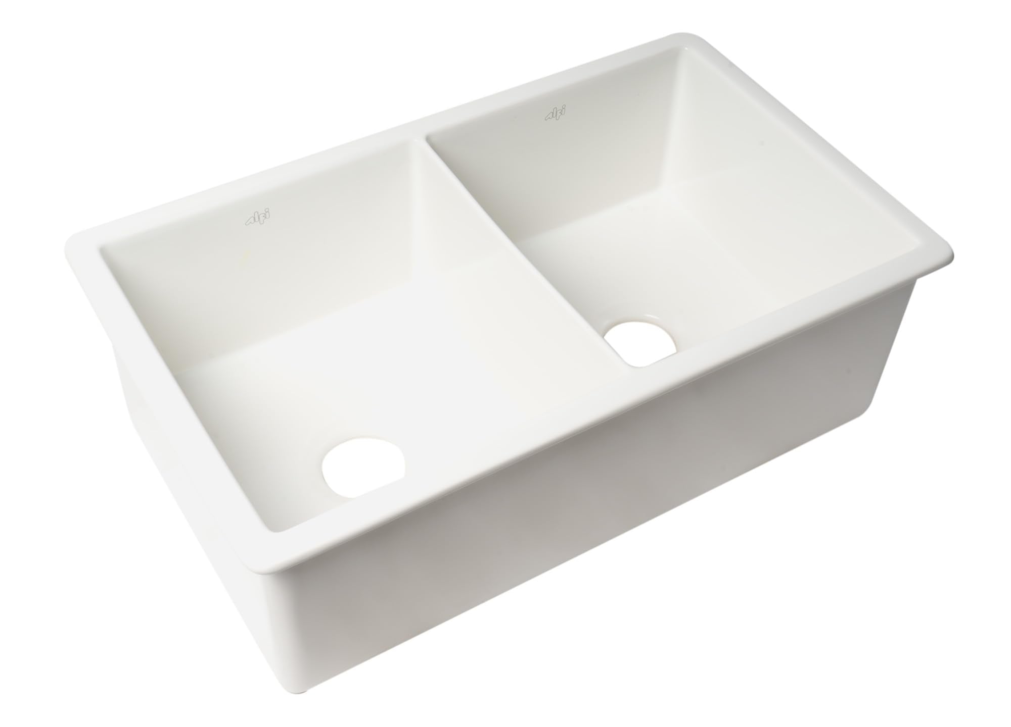 Alfi Brand Abf3219Dud-W White 32'' X 19'' Double Bowl Fireclay Undermount/Drop In Fireclay Kitchen Sink