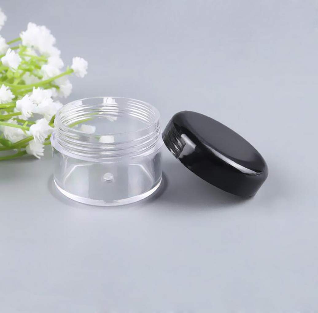 12Pcs 15 Gram 15Ml 0.5Oz Refillable Black Plastic Screw Cap Lid With Clear Base Empty Plastic Container Jars For Nail Powder Bot