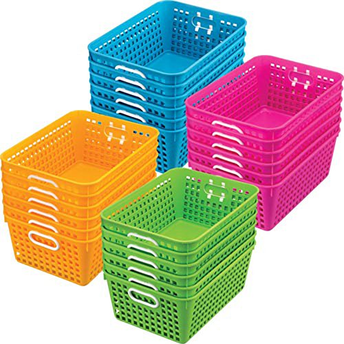 Really Good Stuff Large Plastic Book Baskets, 13?'' By 10'' By 5?'' - 12 Pack, Green | Classroom Library Organizer, Toy Storage,