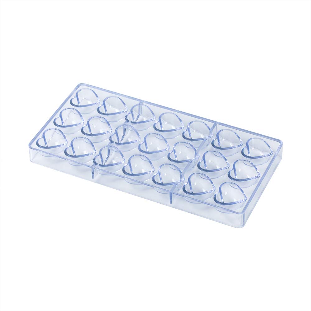 Pastry Tek 10.8 X 5.3 Inch Heart Mold, 1 Freezer-Safe Heart Shaped Mold - 21 Cavities, Dishwasher-Safe, Clear Polycarbonate Hear