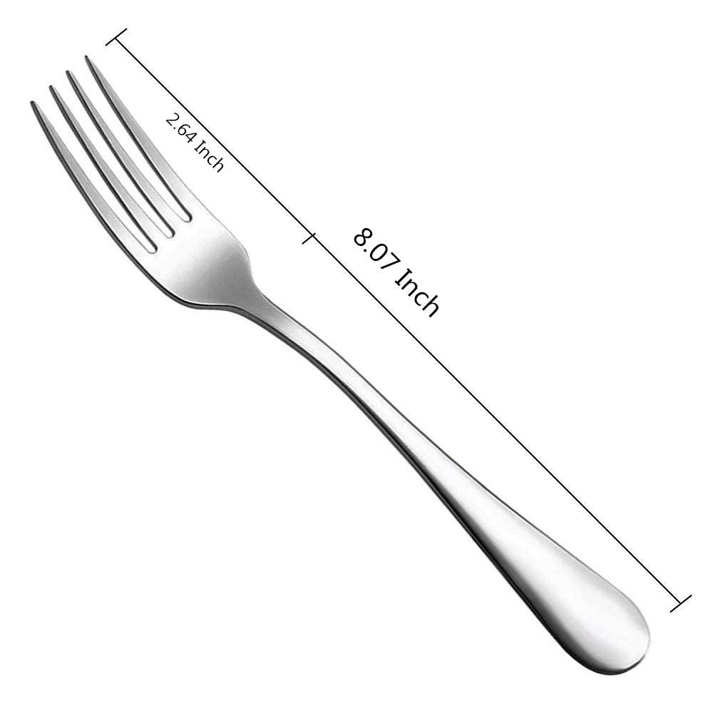 Lazooy Stainless Steel Dinner Forks Rustproof Silverware Dinner Table Fork For Dessert Lightweight Dishwasher Safe, Set Of 8