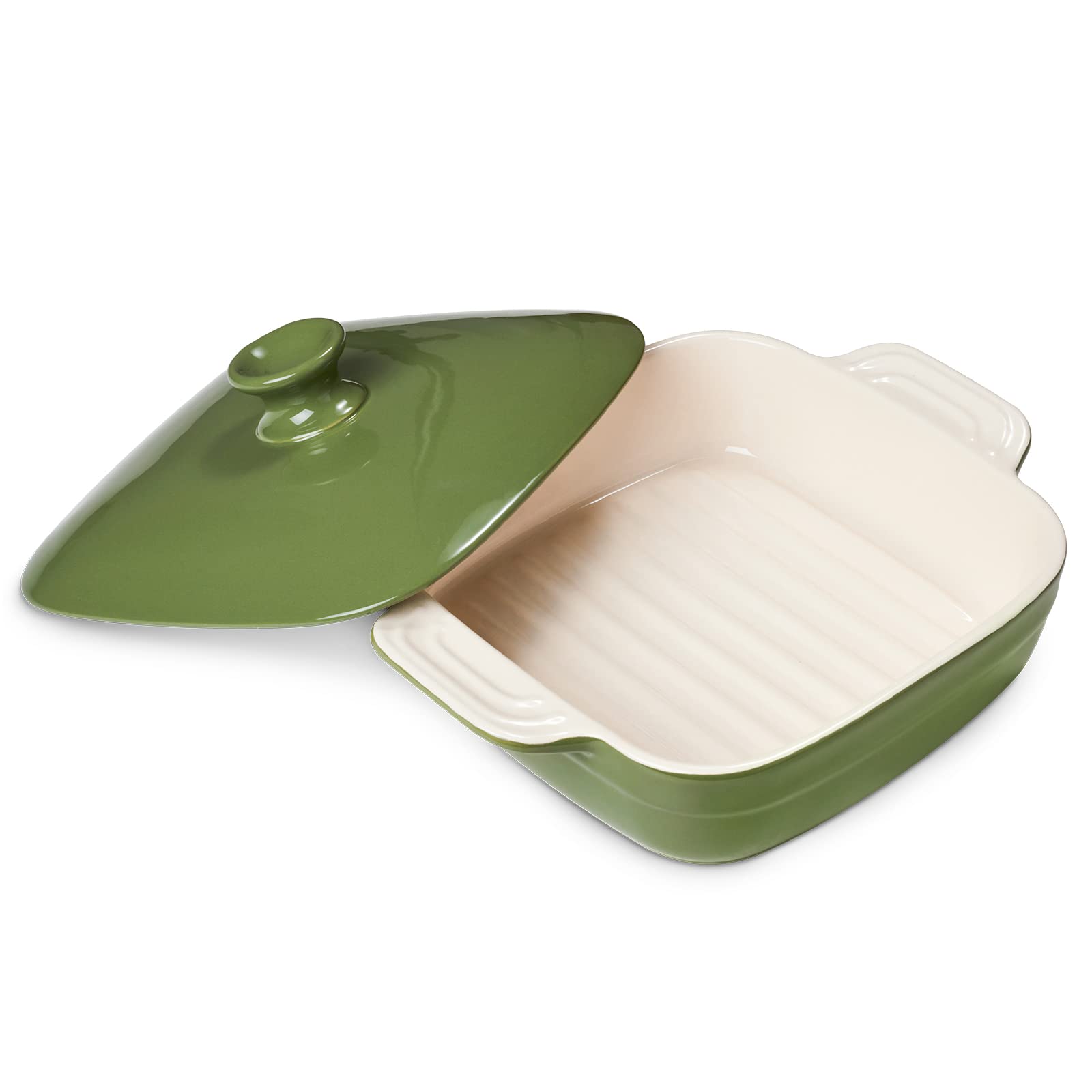 DOWAN Casseroles dish with lids, Ceramic Baking Dish With Lid, Casserole Dishes for oven, 1.6 Quarts Bakeware With Handle Oven S