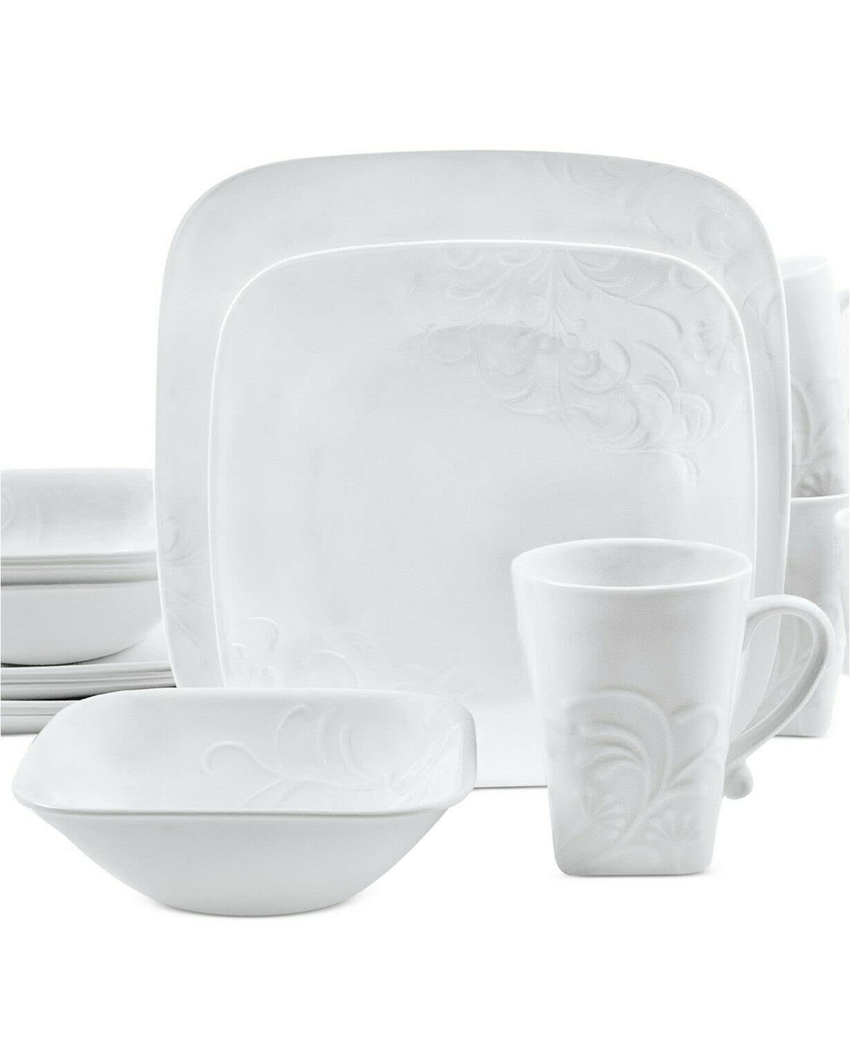 CORELLE Boutique Cherish Embossed Square 16-pc Set, Service for 4