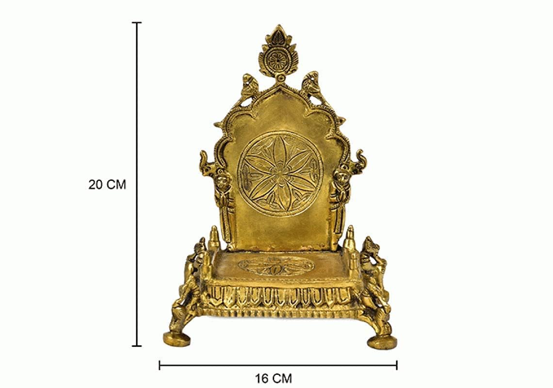 Aona Handcrafted God Singhasan Temple Krishna Laddu Gopal Kanha Laxmi Ganesh Brass Pooja Chowki Singhasan (Throne) Chowki In Bra