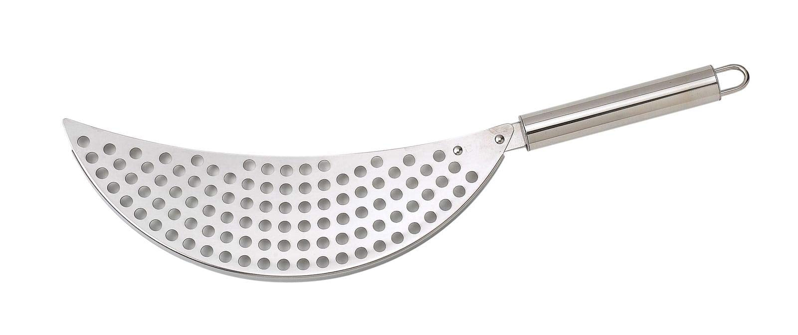 Pan Pot Strainer With Handle Stainless Steel Hand Held Crescent Drainer For Spaghetti Fry Noodles Fruit Vegetable Pasta Strainer