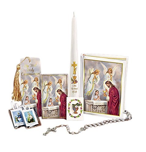 Girls Blessed Sacrament Deluxe First Communion Gift Box Set with Candle