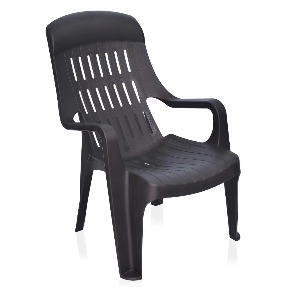 Nilkamal Plastic Leisure Chair For Living Room With Arm | 3 Year Warranty | For Home, Living Room, Outdoor | Weather Brown Colou
