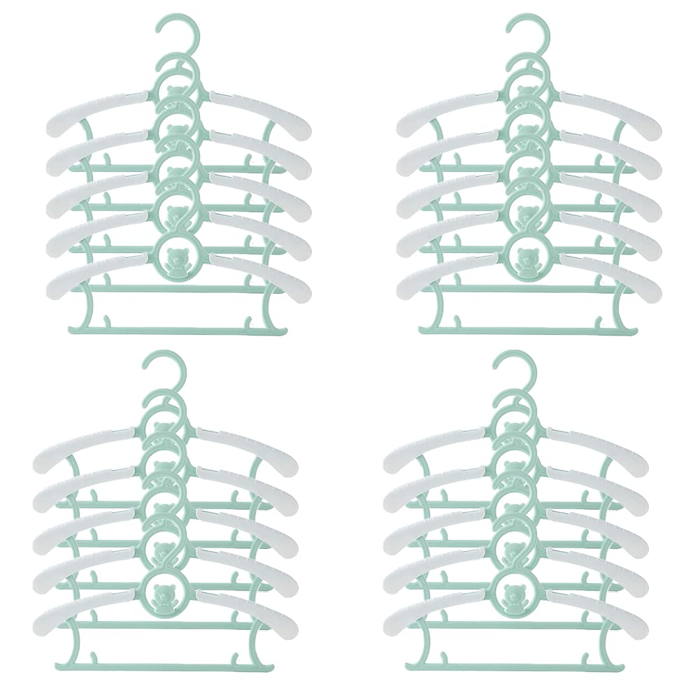 Hgyze Baby Nursery Closet Hangers, Ultra-Thin Non-Slip And Extendable Laundry Infant Pant Hanger For Newborn Clothes -20Pcs Gree