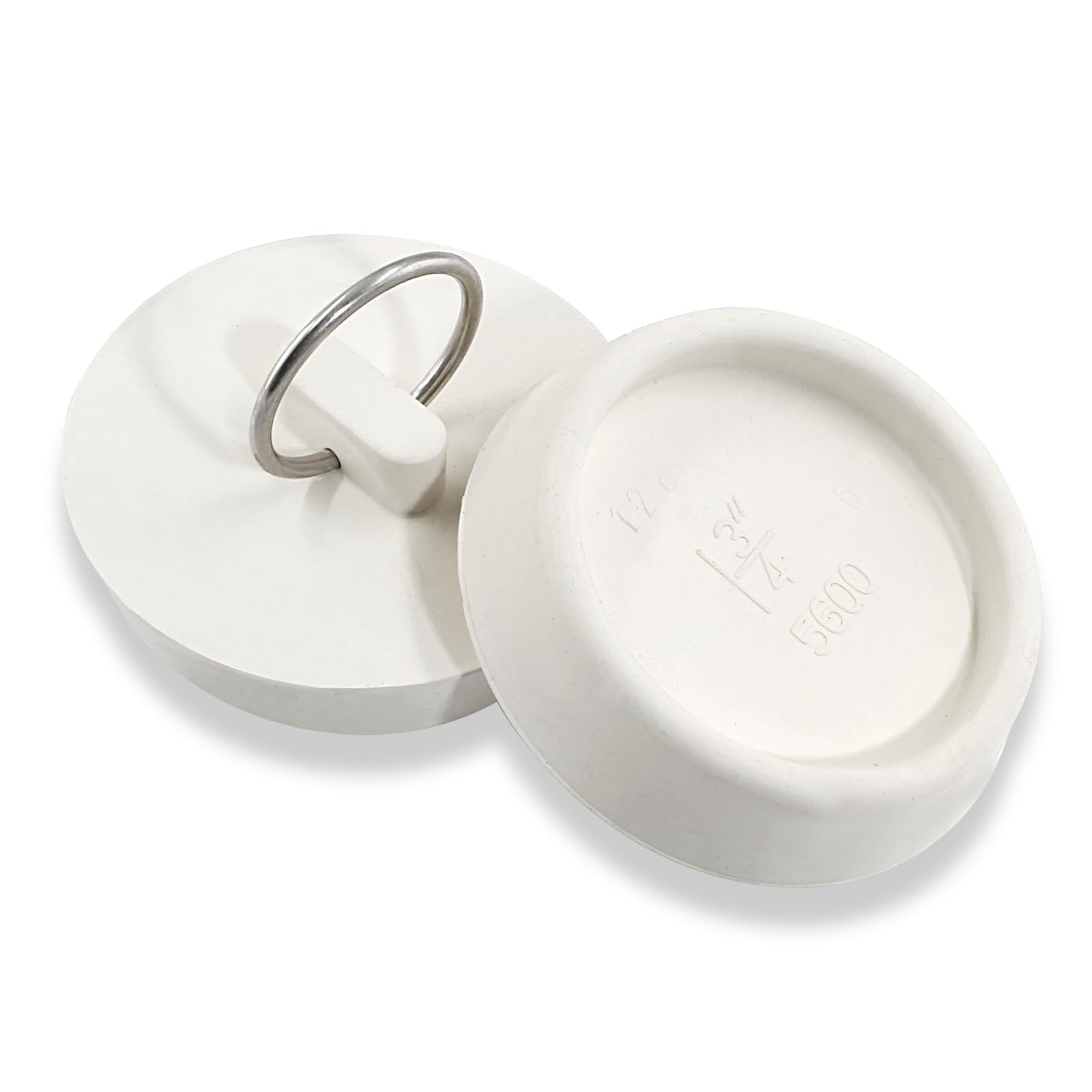 Lifcratms 2Pcs White Rubber Drain Stoppers, 1-3/4 Inch Rubber Sink Plug Sink Stopper Drain Plug With Hanging Ring For Kitchen La
