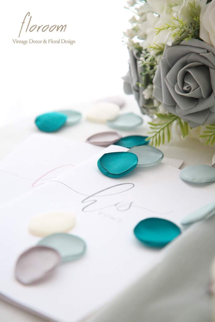 Floroom 300Pcs Rose Petals Teal Green Faux Silk Flower Petals For Wedding Flower Girl Basket Aisle Scatter Cake Table Centerpiec