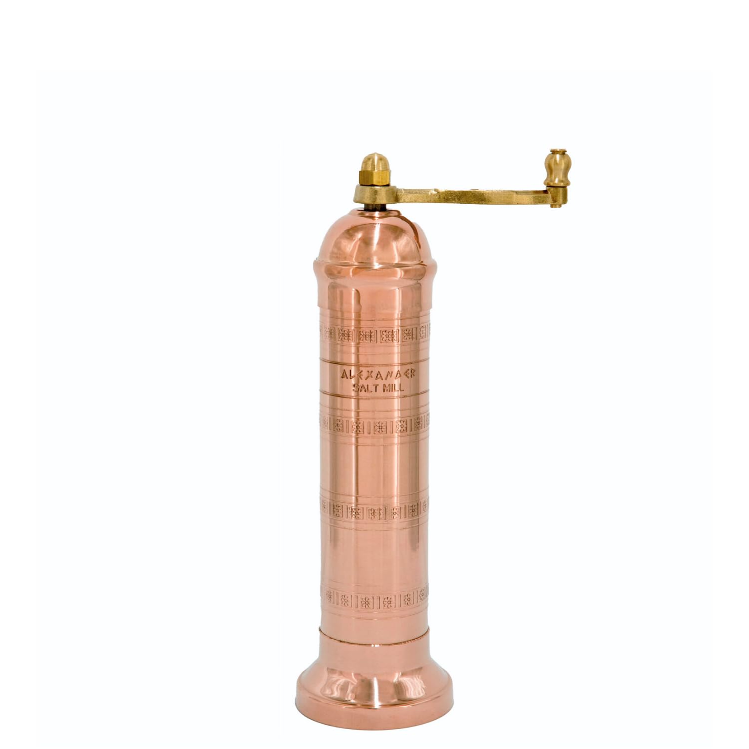 Alexander Home The Original Greek Salt Mill 8 Inch Tall | European Salt Mill Grinder With Crank Handle | Manual Salt Grinder | S