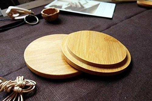 2Pcs Bamboo Lids Decorative Wooden Mug Cover For Coffee Mug Jars Drink Cup Tea Cup