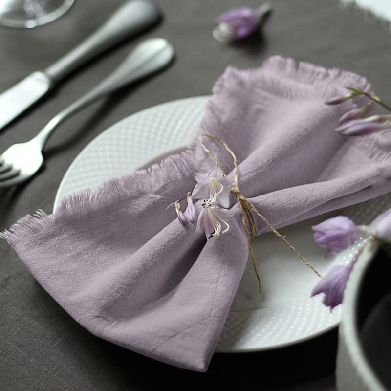 Ayuzawa Handmade Cloth Napkins 100% Cotton With Fringe,Delicate Napkins For Dinners, Parties, Weddings And More,18 X 18 Inch Set