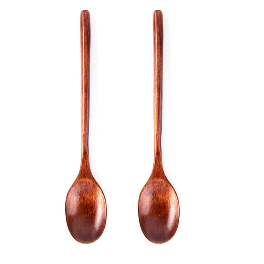 Akoak 2 Pcs Wooden Spoon, Natural Wooden Spoon With Long Handle, Household Cooking Tool, Suitable For Restaurants, Hotels, Resta