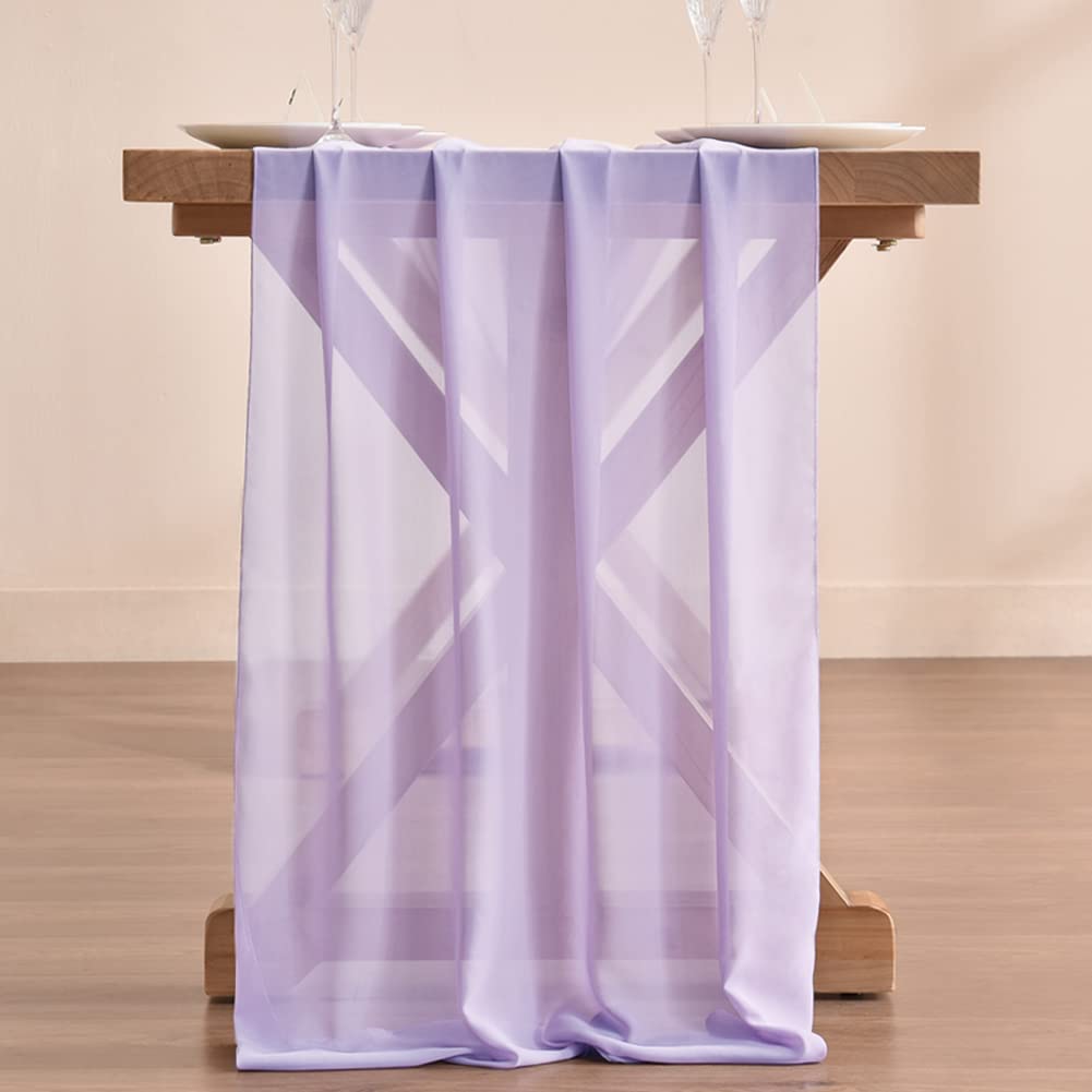 Socomi 14Ft Lavender Chiffon Table Runner 29X170 Inches Sheer Wedding Runner Romantic Rustic Table Runner For Easter Thanksgivin