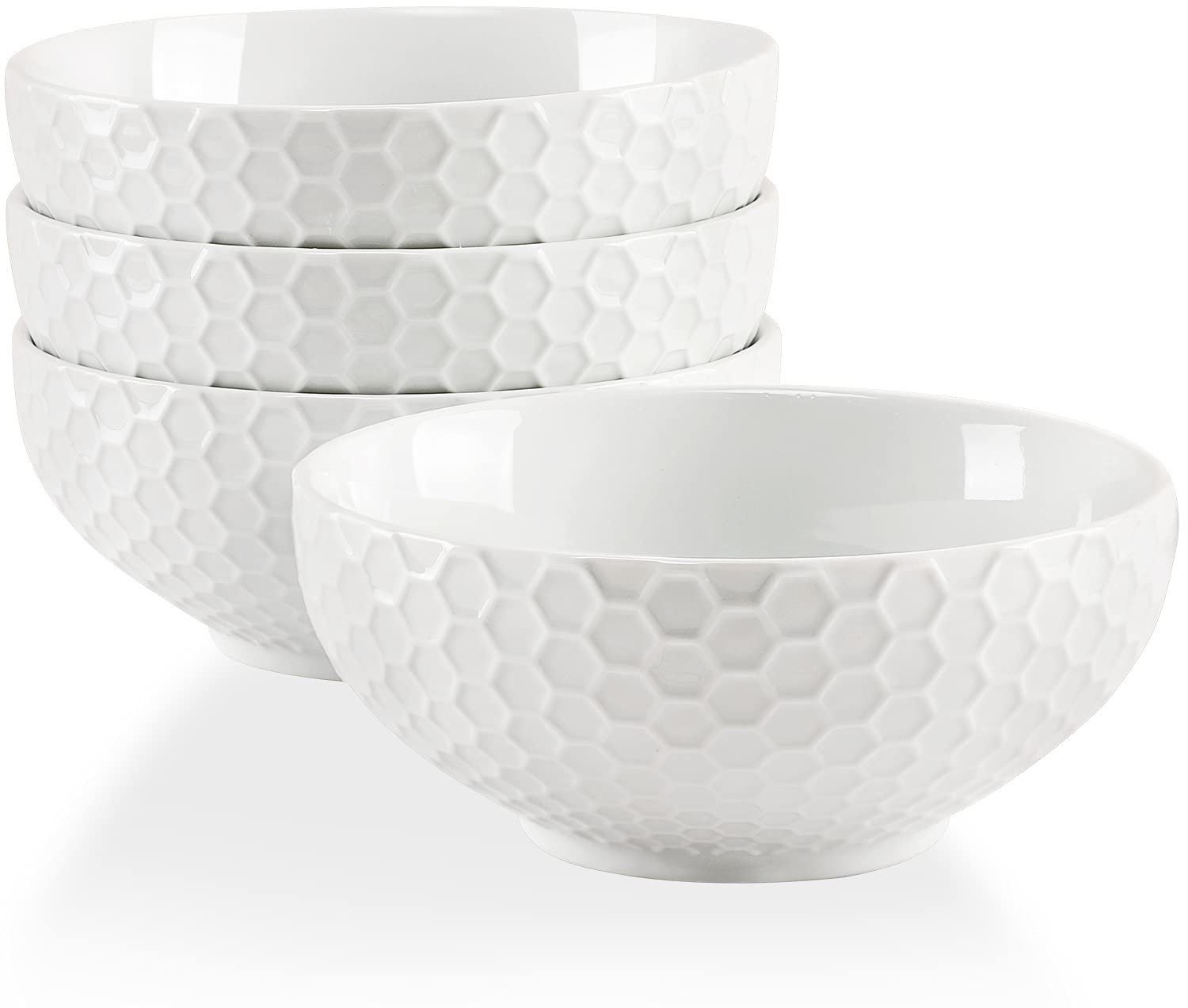 Buyajuju Cereal Soup Bowls, 20 Ounce White Bowls Set, Porcelain Bowls For Oatmeal, Rice, Salad, Pasta And Noodle, Set Of 4 (6Inc