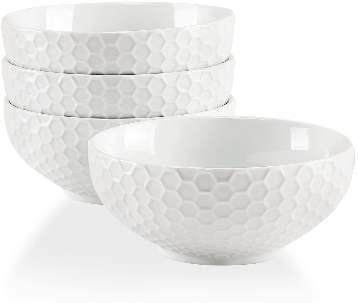 Buyajuju Cereal Soup Bowls, 20 Ounce White Bowls Set, Porcelain Bowls For Oatmeal, Rice, Salad, Pasta And Noodle, Set Of 4 (6Inc