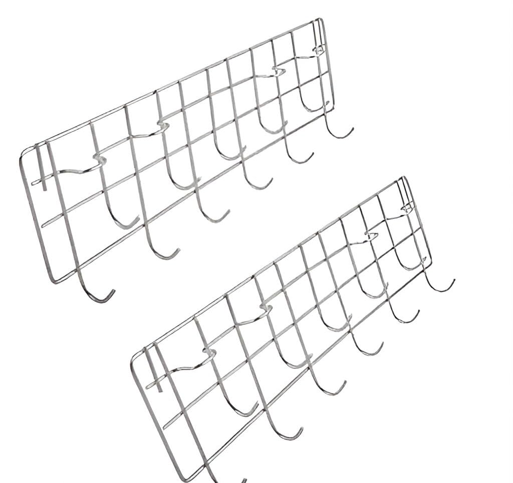 Evoflex WallMounted Grid Storage Rack, MultiHook Kitchen Organiser, Chrome, Kitchen Hanger