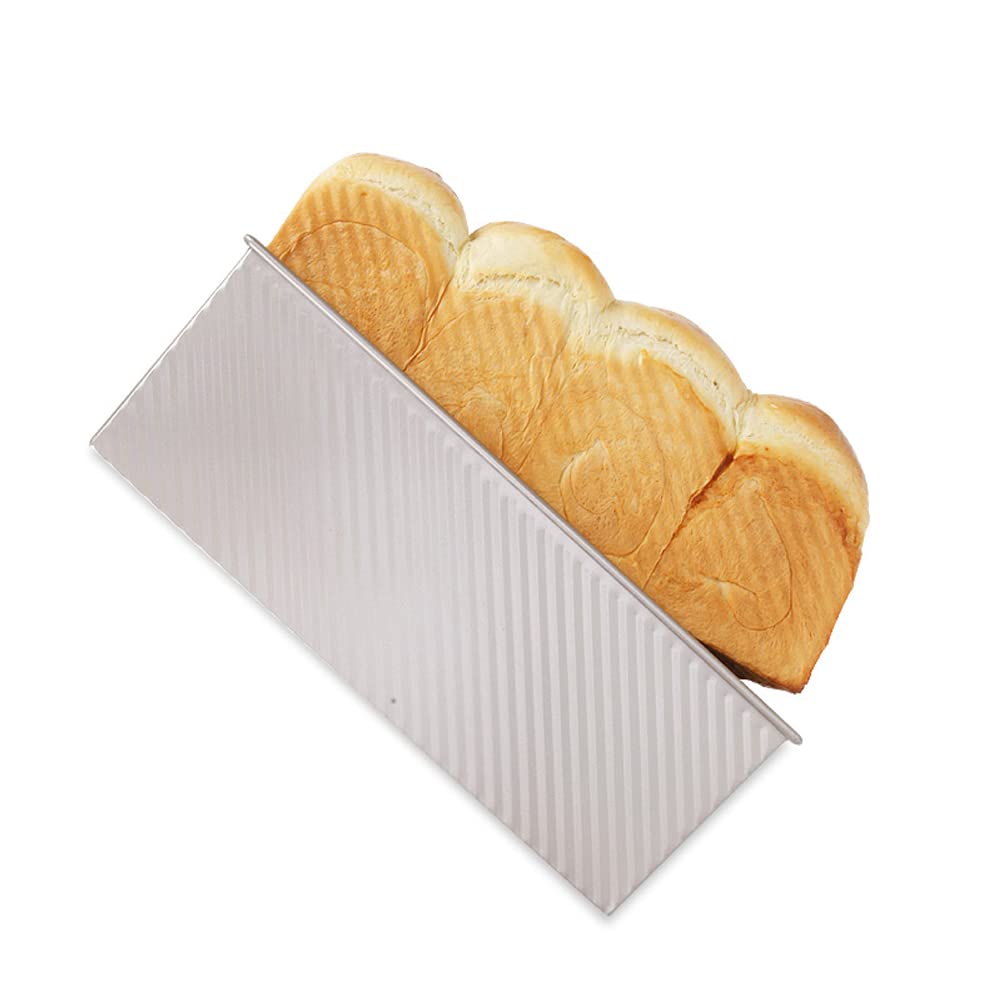 CANDeal Grand Size Pullman Bread Pan, Non-Stick Carbon Steel, For 1000g Dough, Gold (Wavy) Finish, Ideal for Commercial Baking