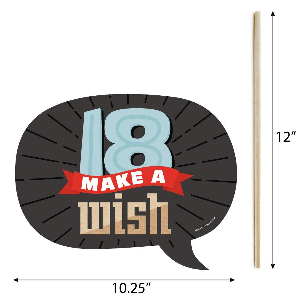 Big Dot Of Happiness Funny Boy 18Th Birthday - Eighteenth Birthday Party Photo Booth Props Kit - 10 Piece