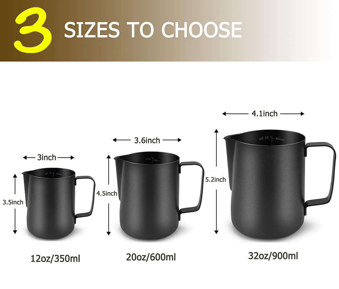Camkyde Stainless Steel Milk Frothing Pitcher 20 Oz, Espresso Steaming Pitcher With Decorating Pen For Espresso Machines, Cappuc