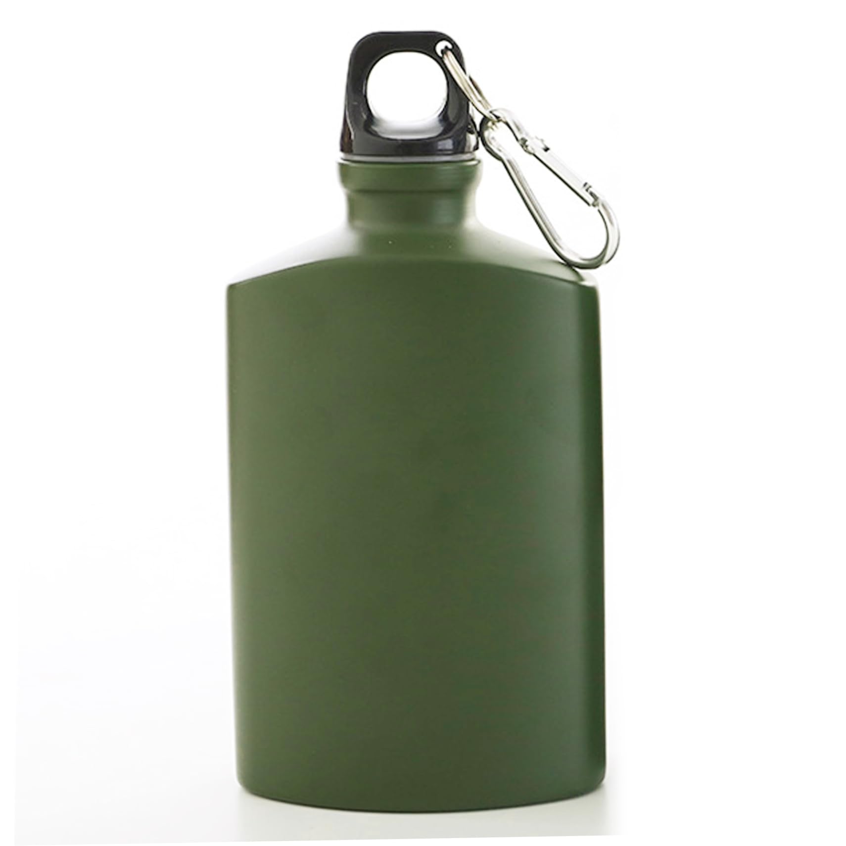 NASSMOSSE Water Canteen, 500ml 4x6 Canteen Water Bottle, Aluminium Alloy Army Green, Portable Leakproof Flat Bottle with Clip fo