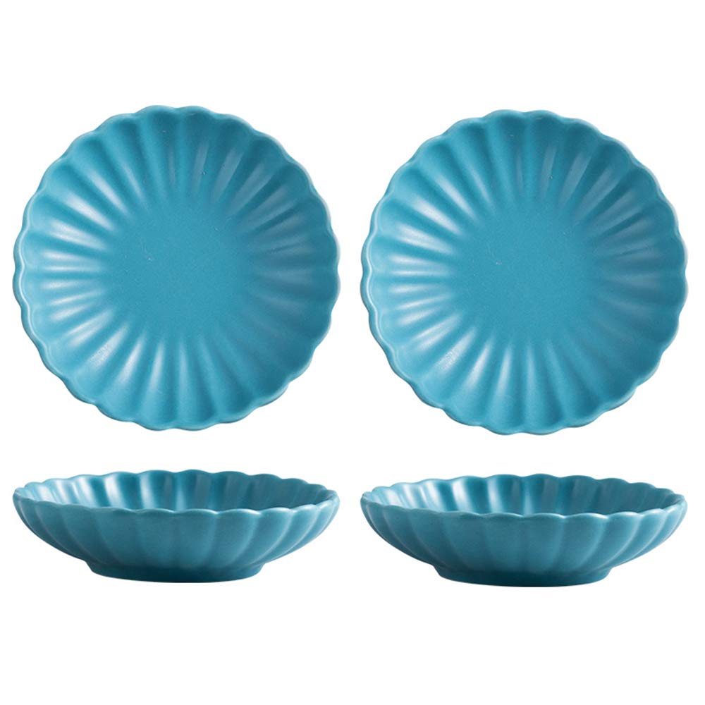 Gaolinci 3.5 Inches Flower Shape Ceramic Sauce Dish,Mini Side Seasoning Dish,Condiment Dishes/Sushi Soy Dipping Bowl,Snack Servi