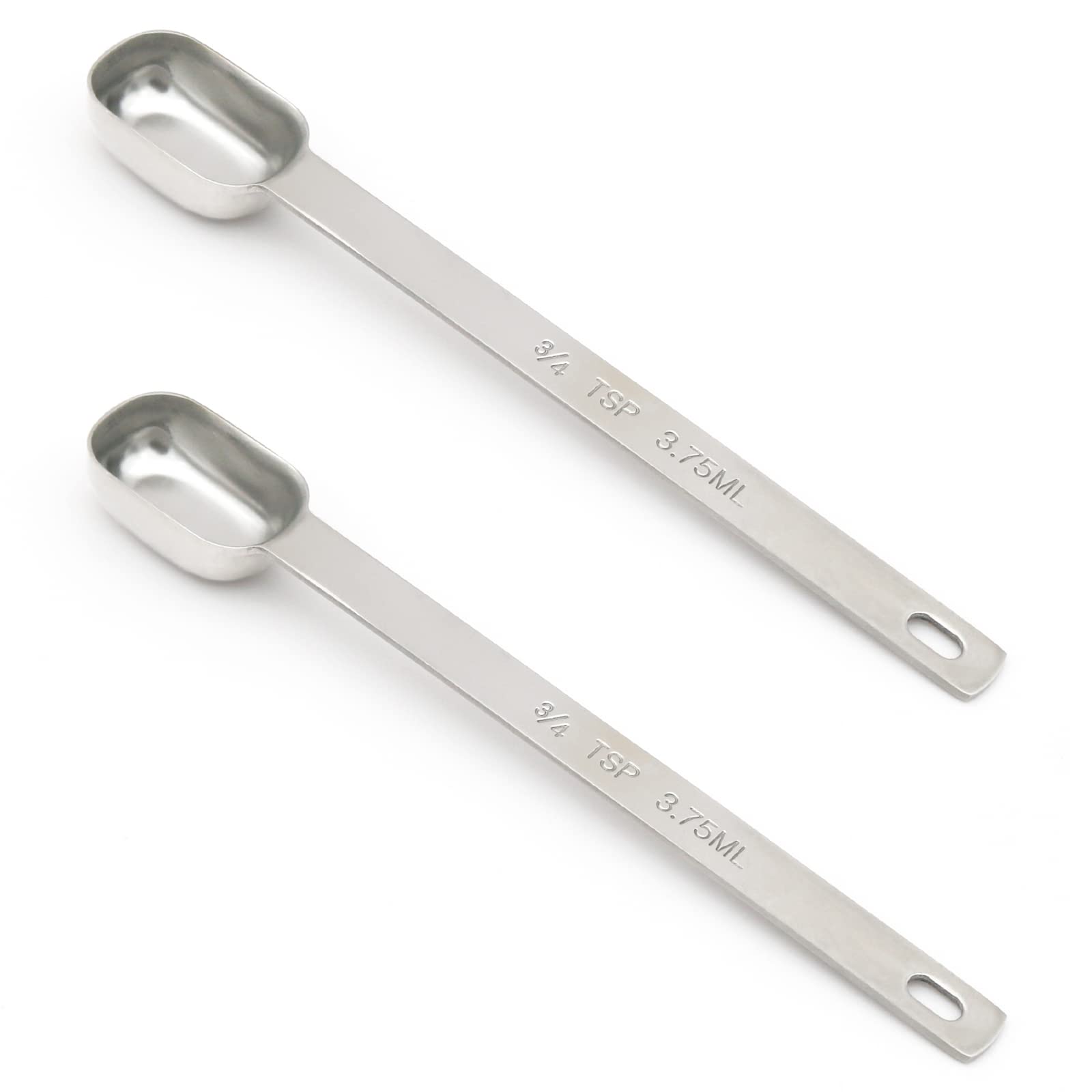 BERYLER 2PCS 3/4tsp (1/4tbsp, 3.75ml) Single Measuring Spoon, Stainless Steel Long Handle Individual Teaspoons Only
