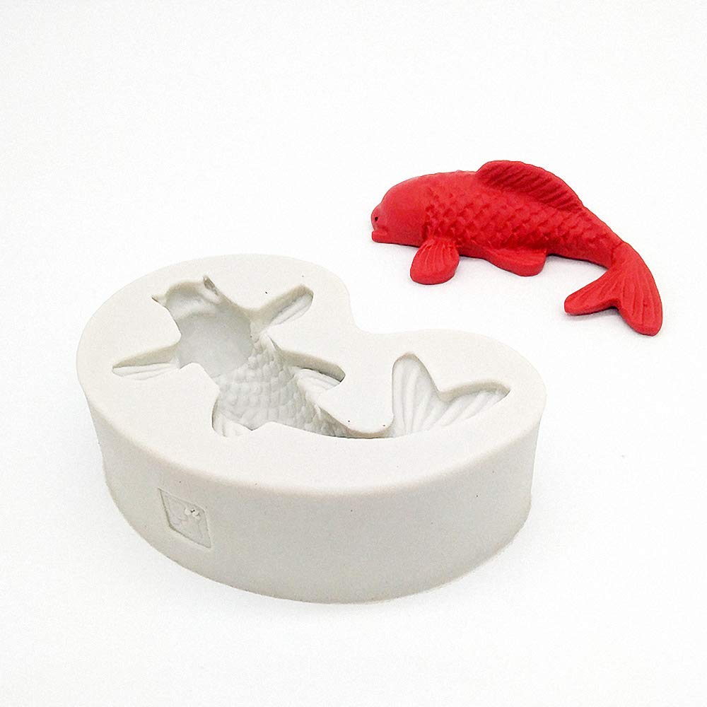 2Pcs Koi Fish Fondant Molds Silicone Chocolate Candy Gum Paste Mold Polymer Clay Resin Mold Cake Decorating Tool