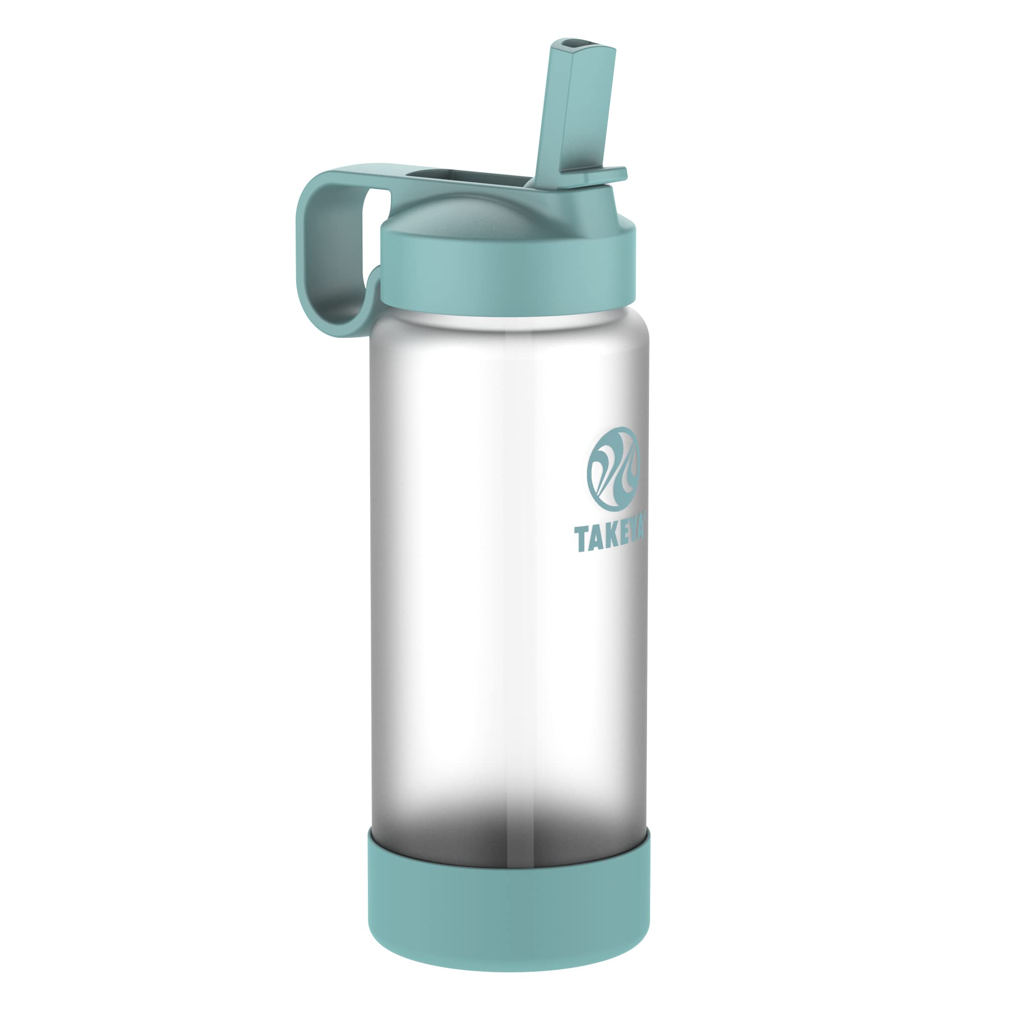 Takeya Glass Water Bottle - Durable Thermo-Shock Resistant - Sure-Grip Safe Shell - Clear Leak-Proof - Straw Lid - Dishwasher Sa