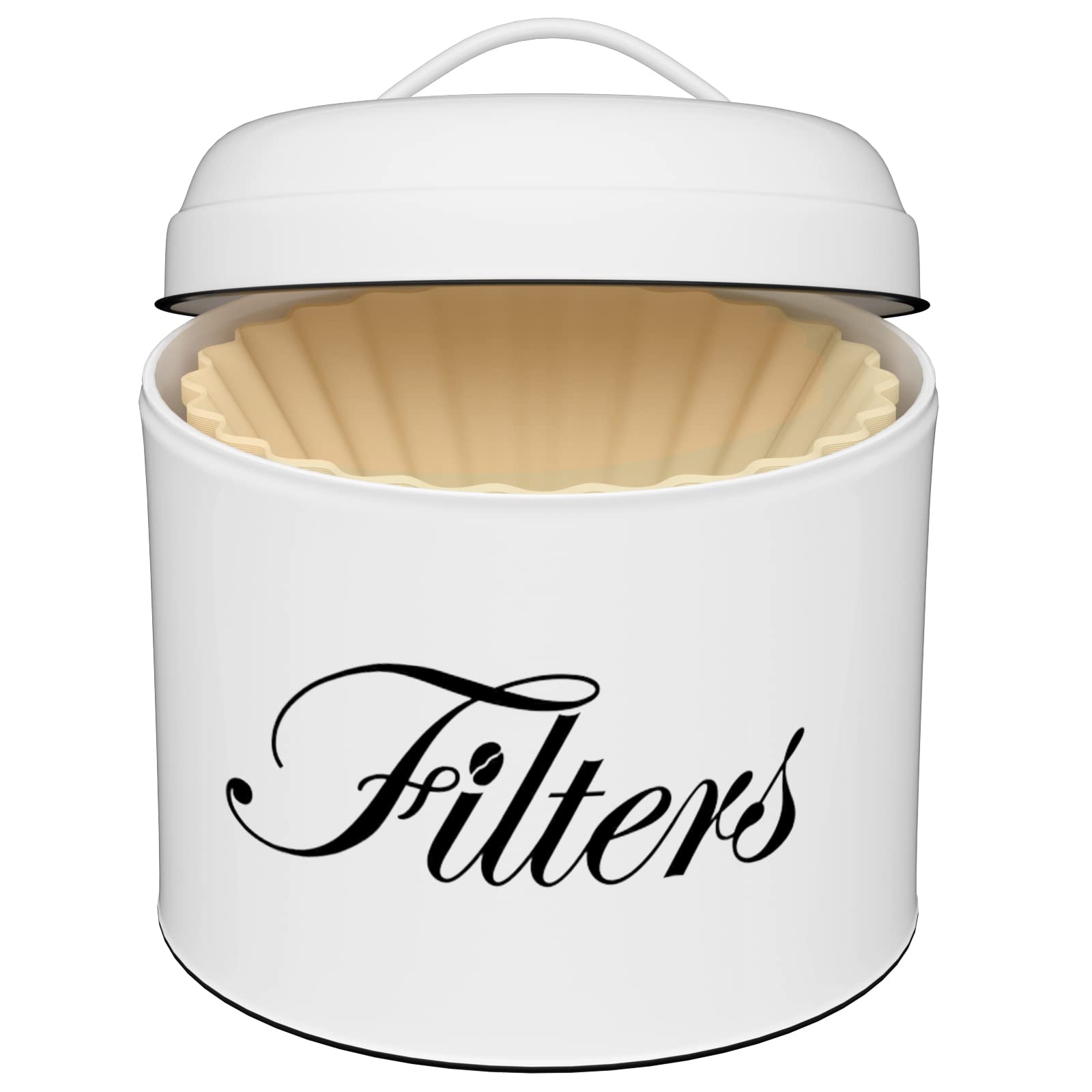 Coffee Filter Holder, White Basket Coffee Filter Storage With Lid, Round Coffee Filter Container For Counter, Rustic Farmhouse C