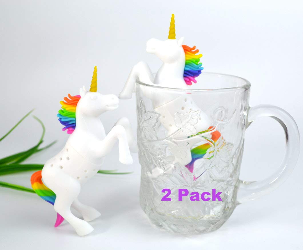 2 Pcs In 1 Box Unicorn Shape Set Of 2 Tea Infuser Loose Leaf Strainer Herbal Fruit Tea Filter Diffuser Food Grade Silicone In Ra