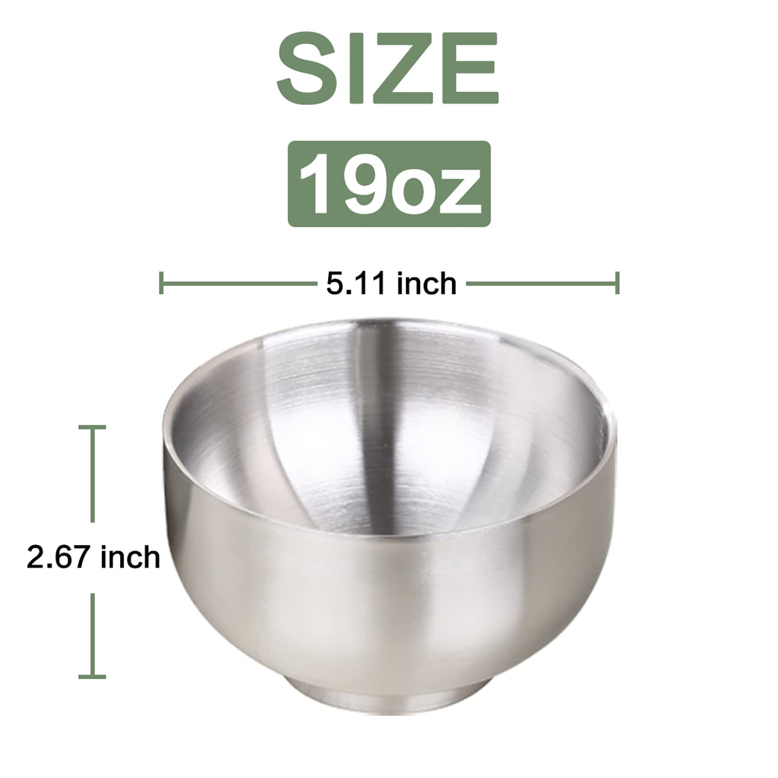 Devico Soup Cereal Bowls, 4-Piece 19-Ounce Stainless Steel Salad Rice Dessert Serving Bowl Set, Matte Finish